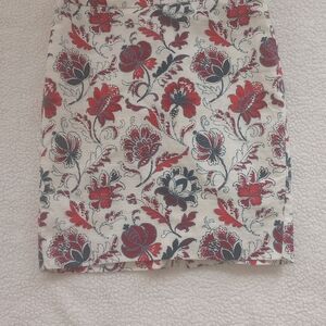 Banana Republic Red and Blue Floral Pencil Skirt